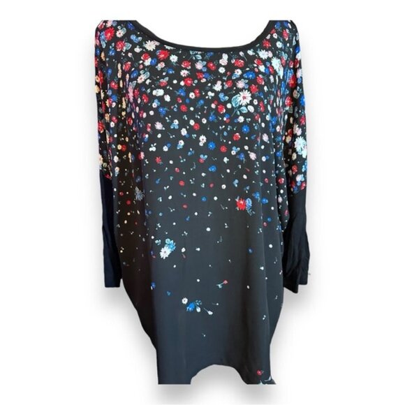 Women’s 2X Reitmans Relaxed Fit 3/4 Sleeve Ascending Floral Pattern Silk Screen - Picture 2 of 8